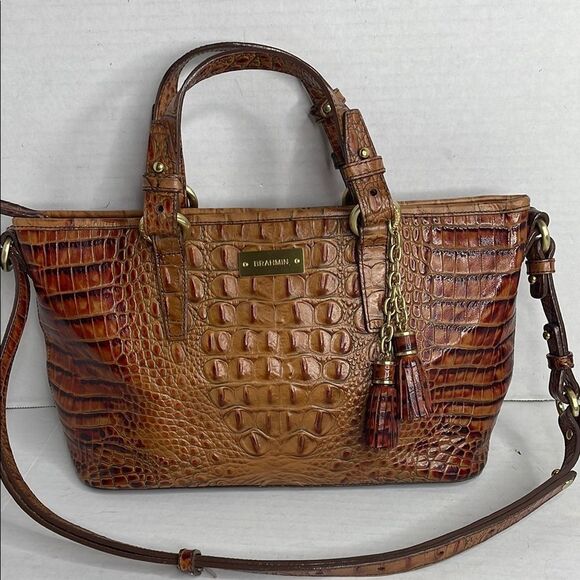 Brahmin Asher Toasted Almond Crocodile Embossed Satchel Shoulder Bag - Picture 14 of 14